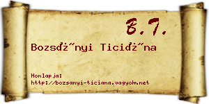 Bozsányi Ticiána névjegykártya